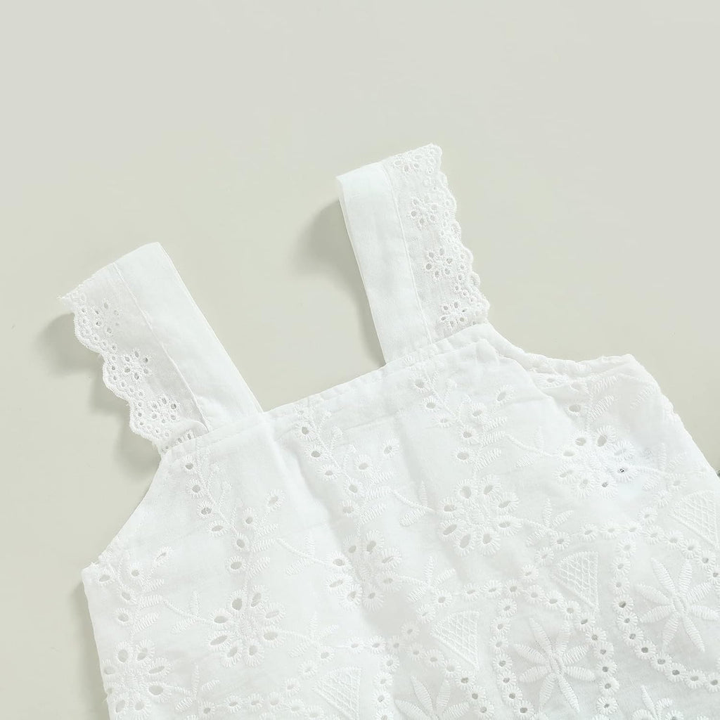 Toddler Baby Girls Summer Outfit Sleeveless Lace Trim Tank Tops and Wide Leg Pants Clothing Sets