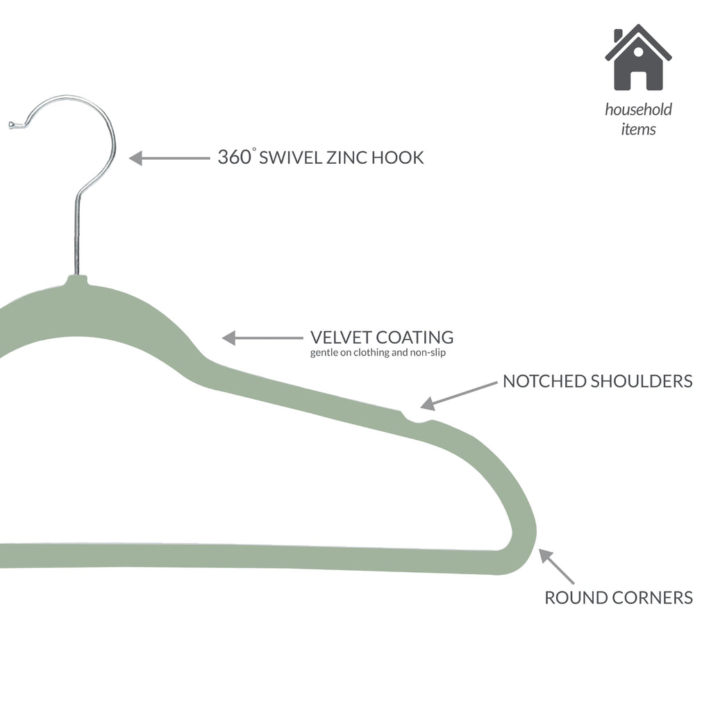 Slim Velvet Clothes Hangers | 100 Pack | Non-Slip | Shirts | Suit | Pants | Dresses | Garments | Closet Storage &