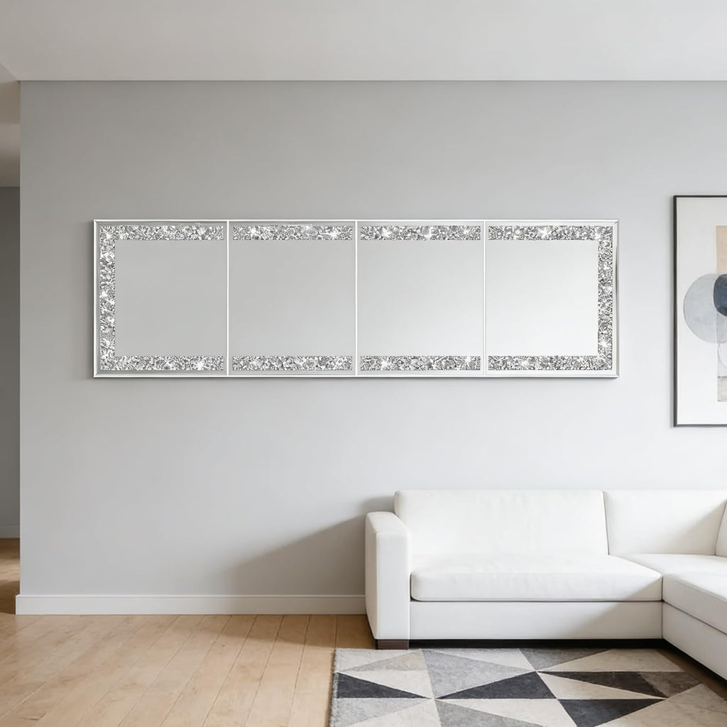 Glamorous Crystal Crush Diamond Design - Adorned with Sparkling Crushed Diamond Trim Along the Edges, This Frameless