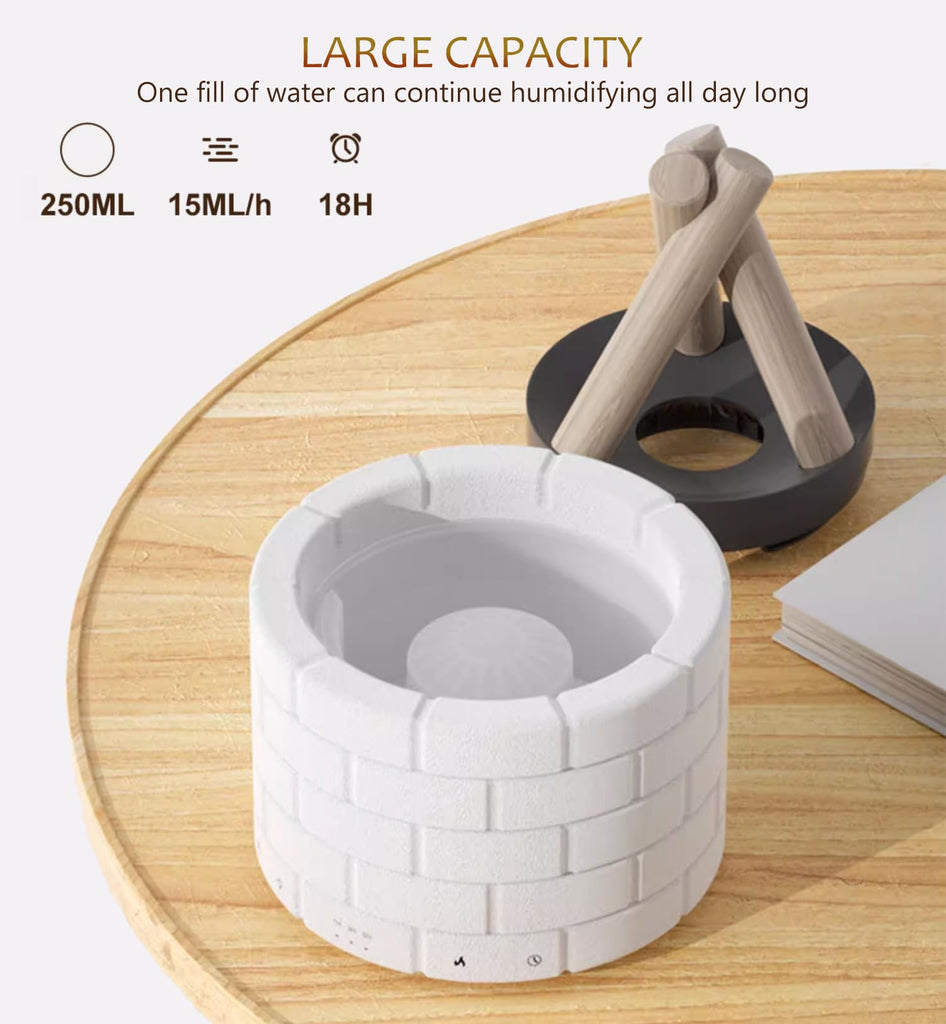 250ml Ultrasonic Fireplace Firewood Flame Fire Bonfire Aroma Diffuser Humidifier, Fake Fireplace Wood Campfire