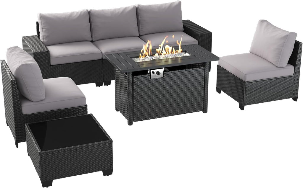 Aoxun Outdoor Patio Furniture Set with 44'' Fire Pit Table