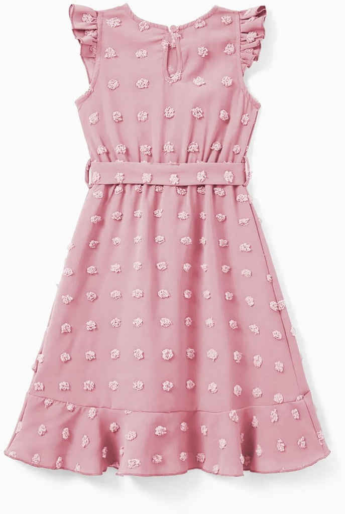 Girls Summer Short Sleeve Swiss Dot Dresses