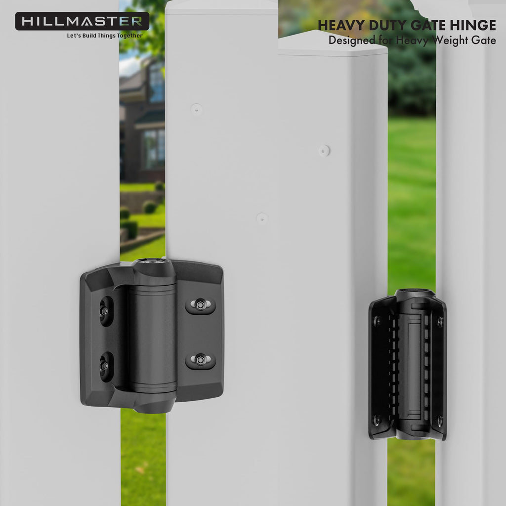 Heavy Duty Self Closing Nylon Gate Hinges for Square-to-Square Vinyl Fence, Pool Gate Hinges with Alignment Legs, No