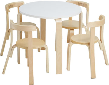 Kids Table and 4 Chairs Set, Wooden Table and Chairs for Kids & Toddler,Kid Wooden Furniture