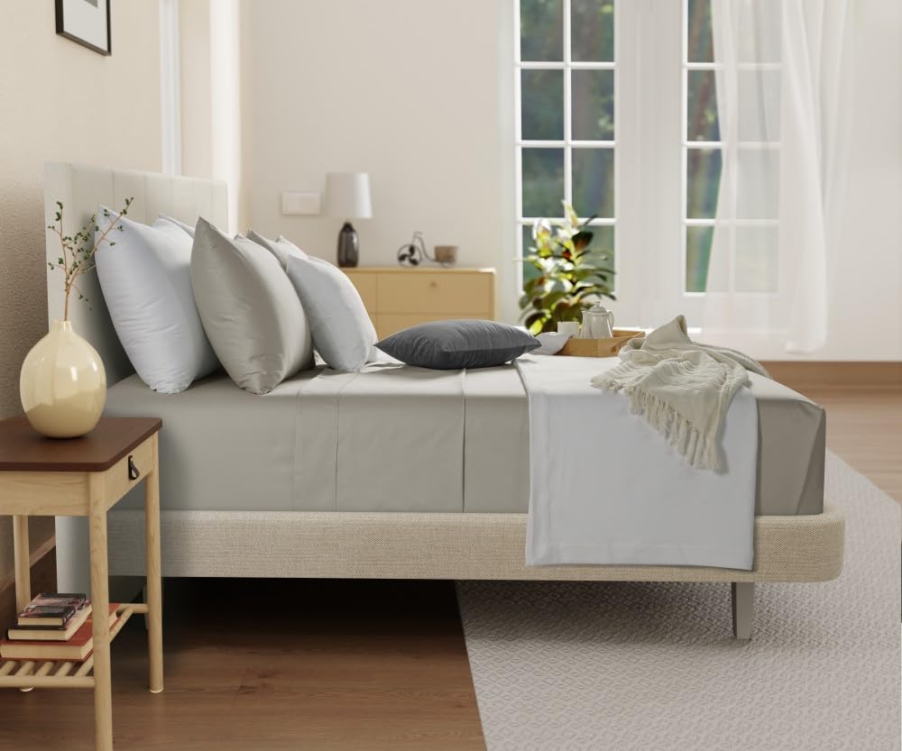 King Sheet Set, 100% Organic Cotton Sheets King Size Sheets Set - Silver