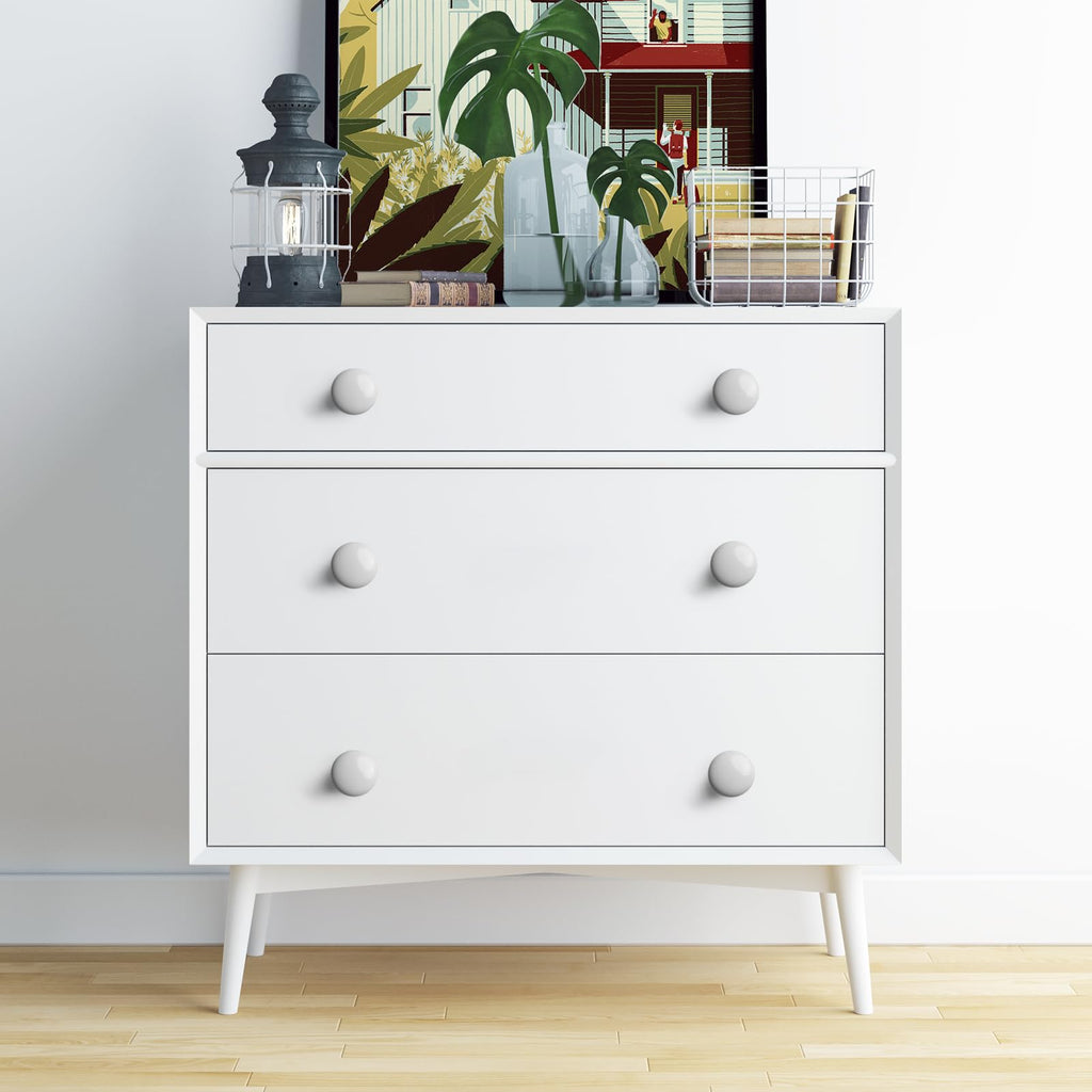 10PCS White Round Ceramic Drawers Knobs and Pulls Dresser Knobs Cabinets