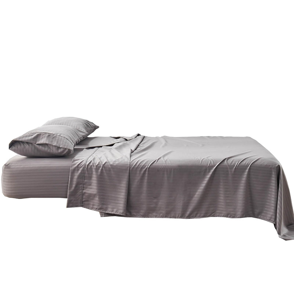 Striped 66x80 Olympic Queen Sheets Sets for Super Queen Bed Grey