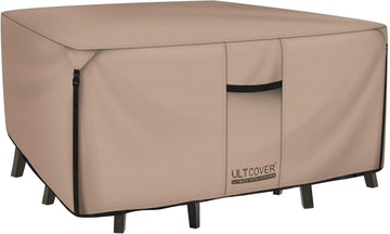 Square Patio Heavy Duty Table Cover - 600D Tough Canvas Waterproof Outdoor Dining Table and Chairs General Purpose