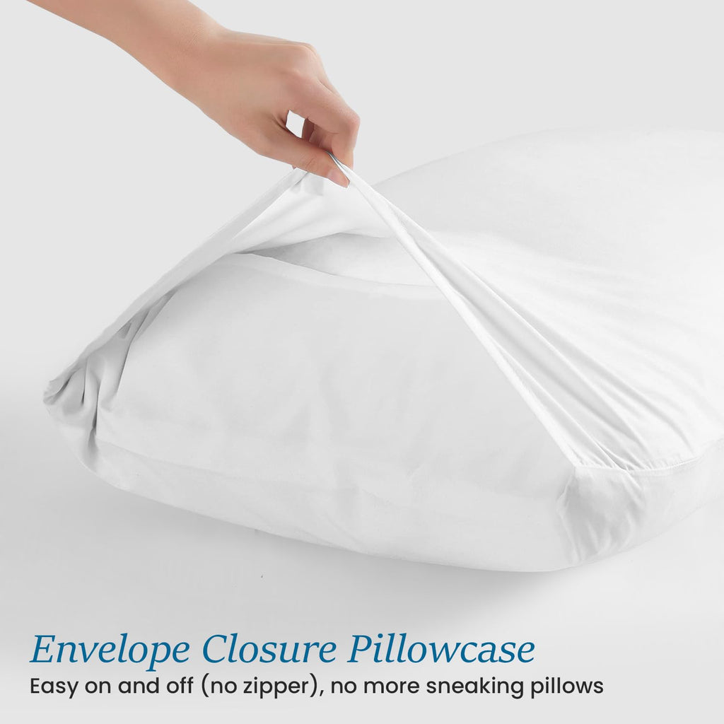 Egyptian Cotton Queen Size 2-Piece Pillow Case Set, Soft & Breathable Percale Weave, Fits 20x30 Inch Pillow