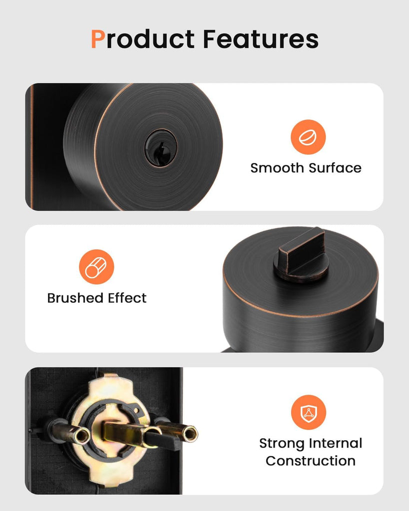Keyed Alike Oil Rubbed Bronze Exterior Door Knob with Deadbolt 1Pack