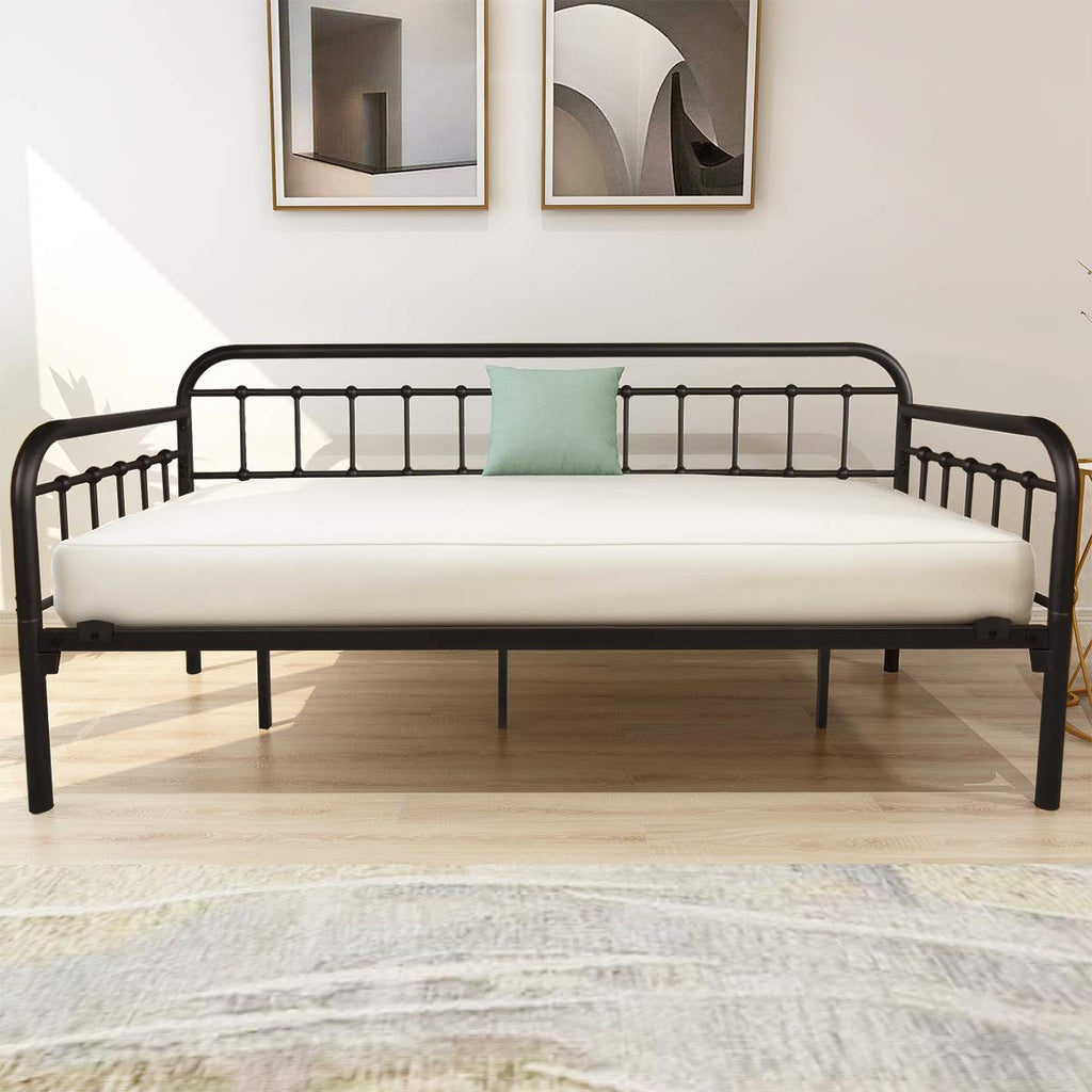 Metal Daybed Frame Twin Day Bed, Black Sanded Color