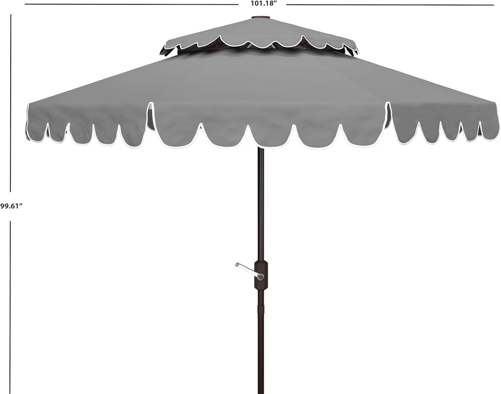 9ft Round Double-Top Patio Umbrella with Crank Lift & UV Protection - White/Black