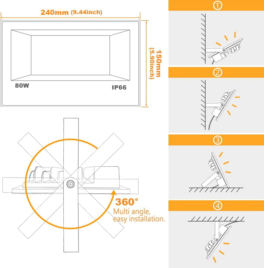 LED Flood Light Outdoor 800W Equivalent 8000LM Smart RGB Landscape Lighting | APP Control, DIY Scenes - Timing - Warm