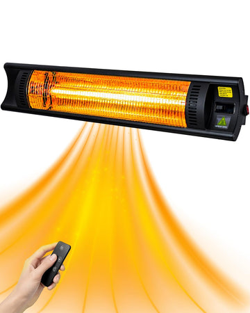 1500W Infrared Wall Mount Heater 35.5'', Electric Patio Heater with IP55 Waterproof, Remote Control, 24H Timer Ideal