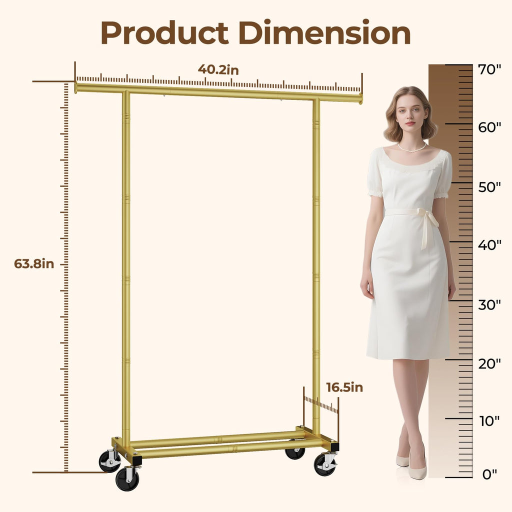 Clothes Rack, Clothing Rack for Hanging Clothes, Rolling Garment Rack Sturdy Coat Rack Portable Wardrobe Rack Metal