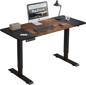 Electric Height Adjustable Standing Desk, 55 x 24 Inches Sit Stand up Workstation, Splice Board Memory Computer Table