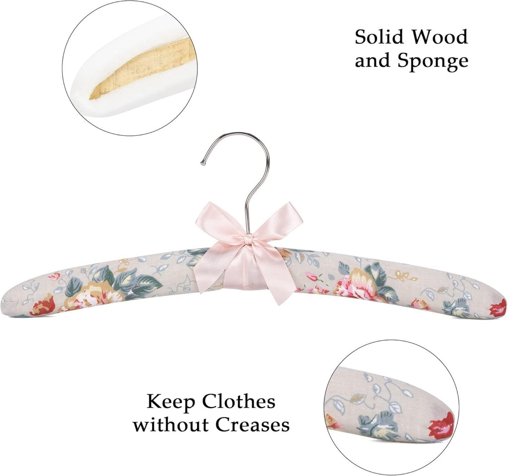 Anti-Slip Satin Padded Clothes Hangers with Rotatable Hooks No Shoulder Bump for Women Heavy Sweaters, Coats, Suits