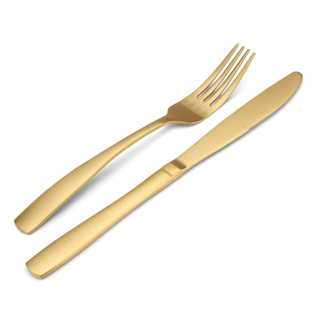 Matte Gold Silverware Set, 20-Piece Stainless Steel Flatware Set, Kitchen Utensil Set Service for 4, Tableware
