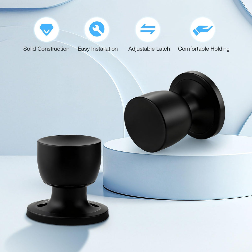 6 Pack Black Door Knobs Interior, Tulip Closet Door Knob Black Interior Door Knobs Matte Black Passage Door Knobs