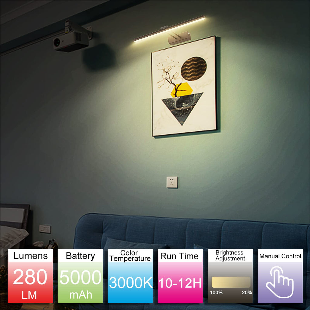 Picture Lights for Wall,13in Gallery Light,5000mAh Art Light