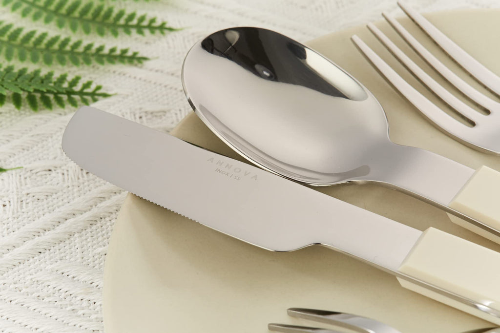 Silverware Set 20 Pieces Stainless Steel Cutlery Color Block Handle Modern Style Flatware - 4 x Dinner Knife; 4 x