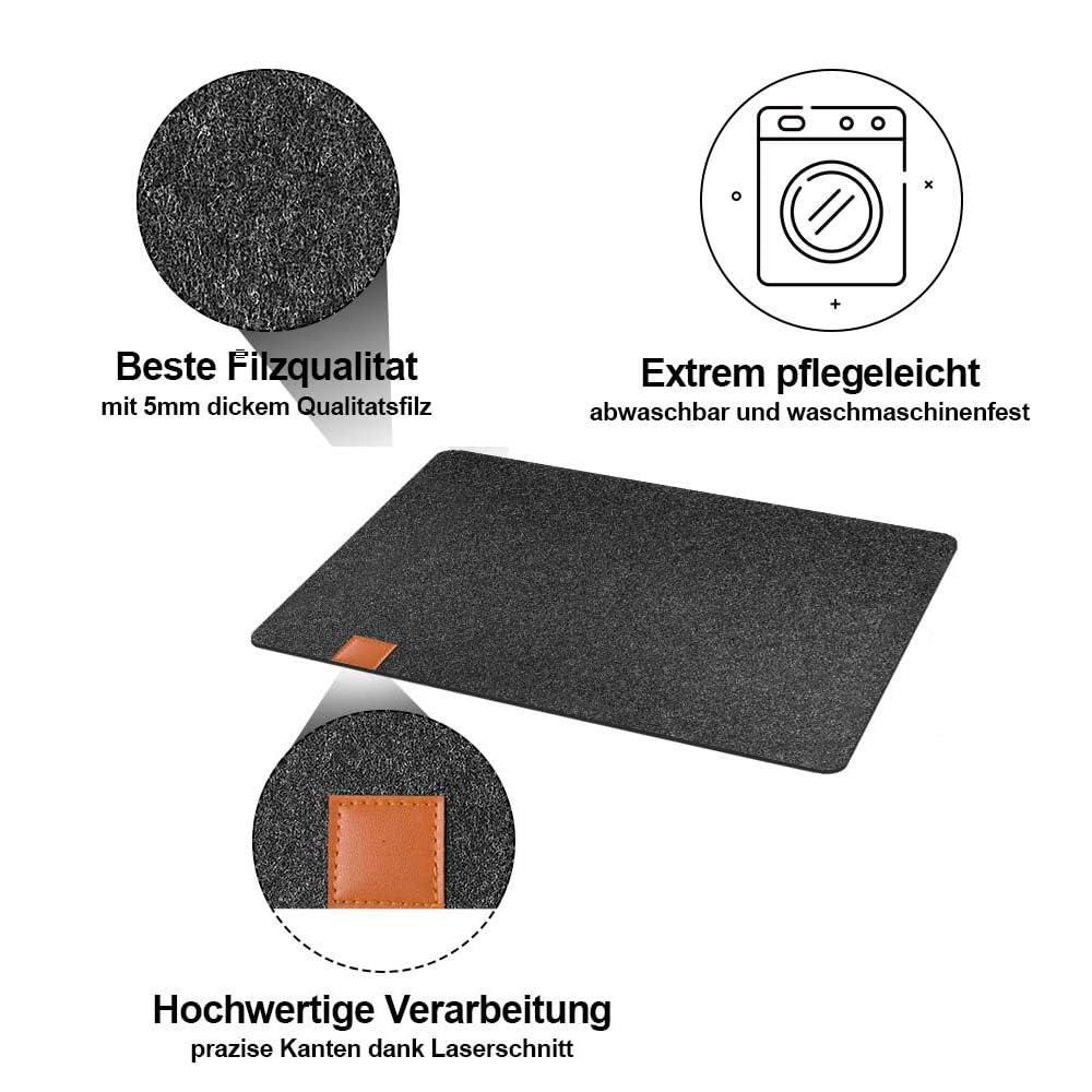 Placemats, Washable Heat-Resistant Felt Placemats, Set of 18 (6 Place Mats, 6 Coasters and 6 Knife Bags), Stain