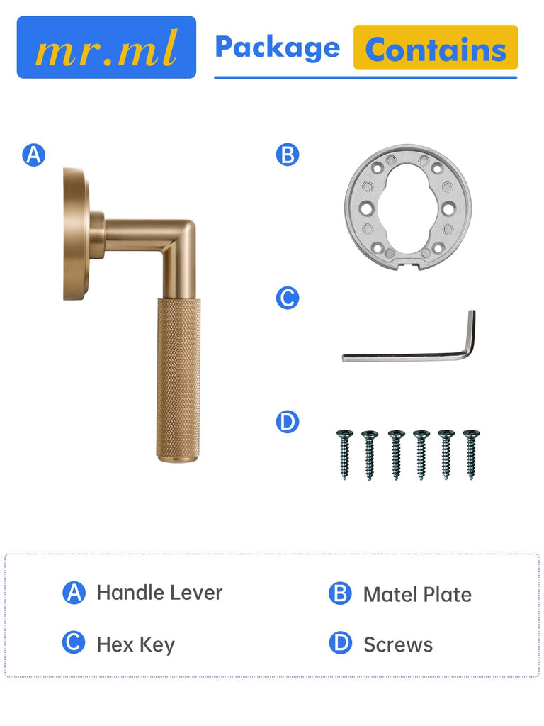 Knurled Door Lever Champagne Bronze Double Dummy Door Handle, 1 Pack