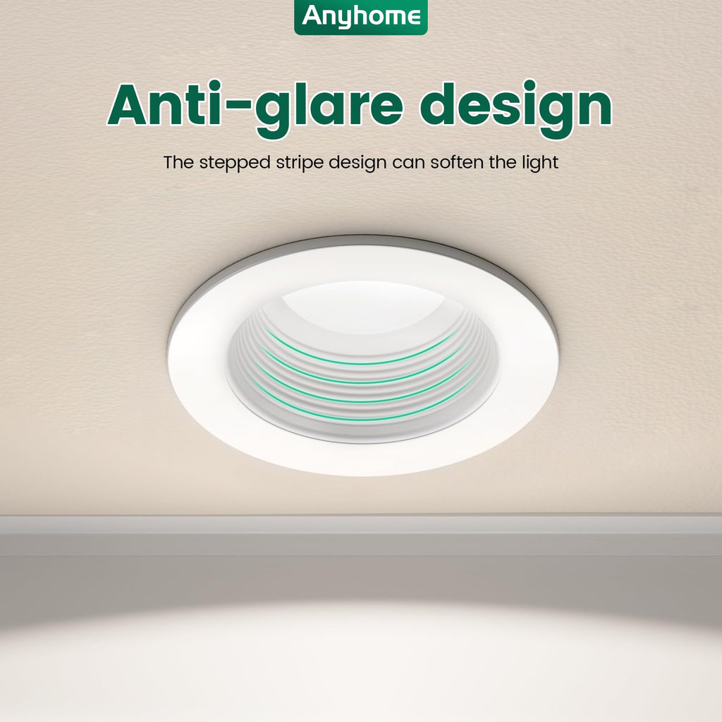 4 Inch Recessed Lighting Trims 12 Pack, White, Prevent Yellowing