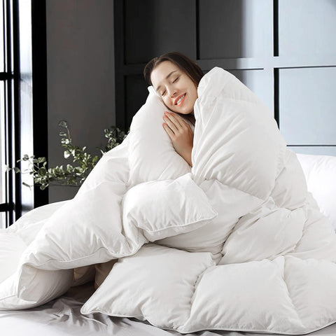 Feather Down Fiber White Comforter, All Season Luxury Bed Comforter,Ultra Soft 100% Cotton Duvet Ins