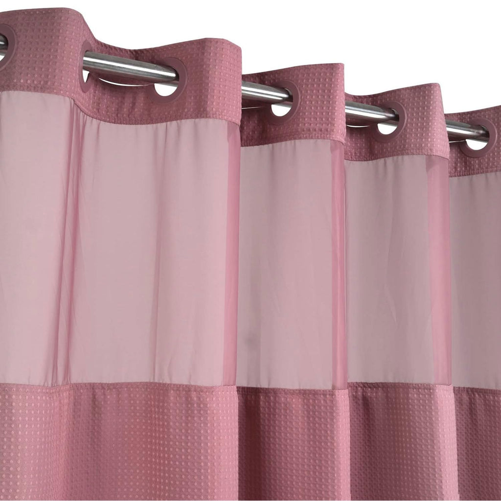 Waffle No Hook Shower Curtain with Liner, Pale Mauve, 71x74