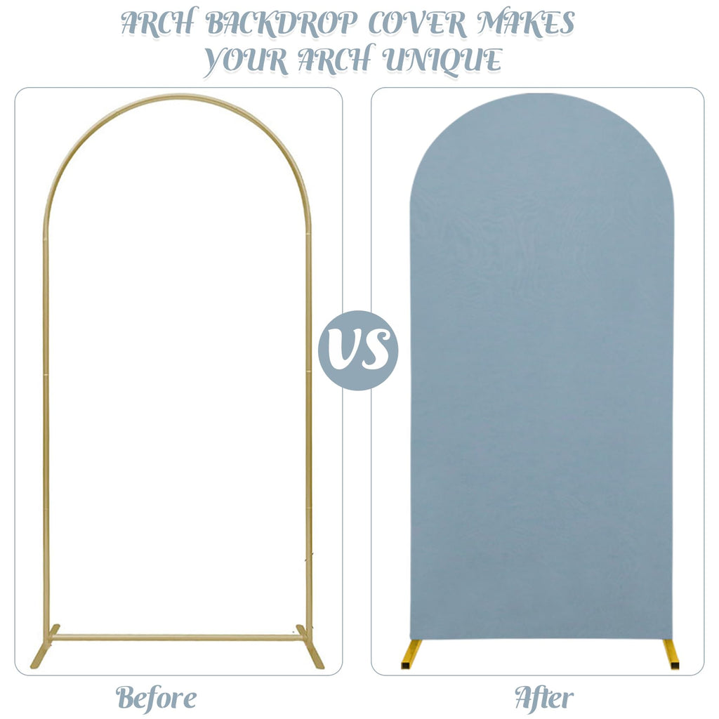 Set of 2 Wedding Arch Stand Cover Round Top Spandex Fitted Arch Cover for Baptism Birthday Party Baby Shower Wedding