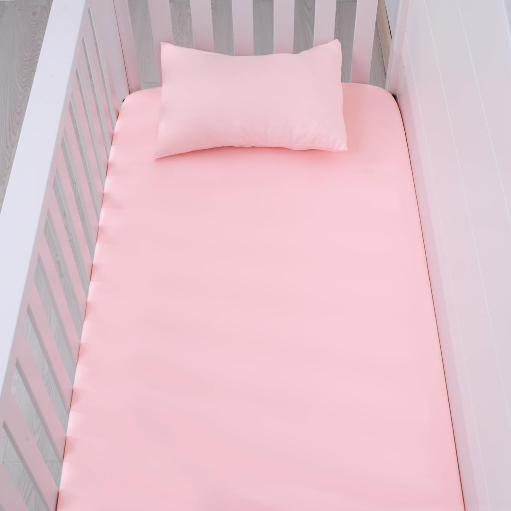3 Piece Crib Bedding Set for Baby Girls Boys with Ruffle Pink