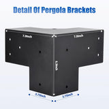 4x4 Pergola Brackets(Actual:3.6"x3.6") 3 Way Right Angle Cor - Image 2