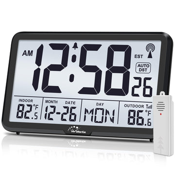 Atomic Clock with Backlit, Indoor Outdoor Temp, Battery Operated