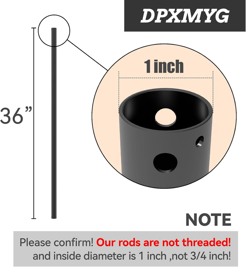 Ceiling Fan Downrod Extension Pole, 1 Inch Diameter, Threadless Universal Fit