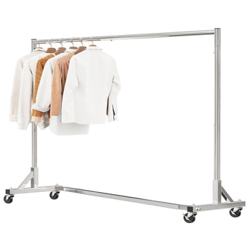Industrial Grade Z Base 70inches Extra Long Clothes Garment Rack, Commercial Grade Rolling Clothing Rack, Heavy Duty