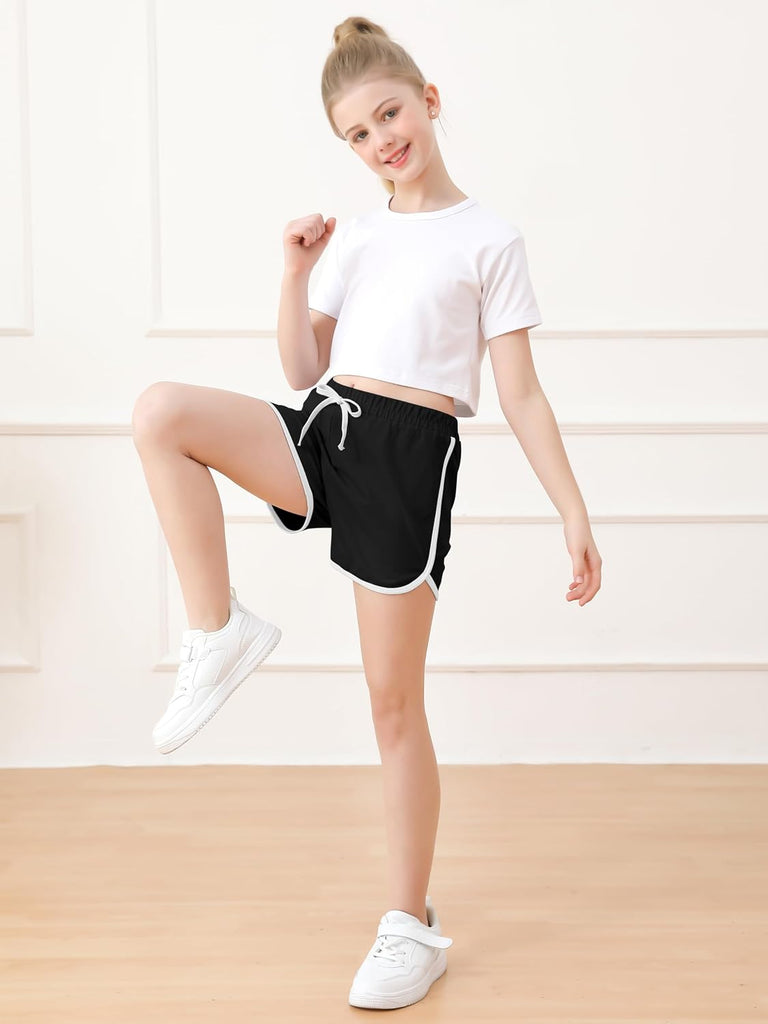 5 Pack Girls Athletic Shorts Cotton Toddler Girls Running Shorts