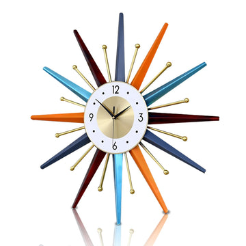 Large Wall Clock 22 Inch Mid Century Wall Clocks Starburst Clock Non Ticking Battery Operated 3D Wall Clocks Home
