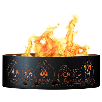Autumn Harvest Unpainted 12 in. Tall 37 in. Diameter Outdoor Fire Ring - 37 x 37 x 12 in. - Rustic Black Color