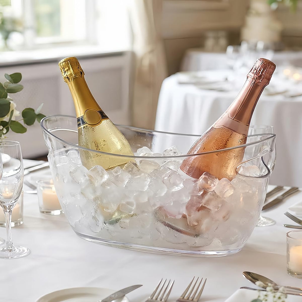 Clear Acrylic Ice Buckets Large Champagne Drink Cooler Storage Ice Tub with Scoops for Beer Cocktails Wine - Set of 2