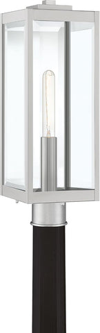 Westover Outdoor Post Lantern, 21.25 Inch 1-Light Stainless Steel Modern Lamp Post, Clear Beveled Glass