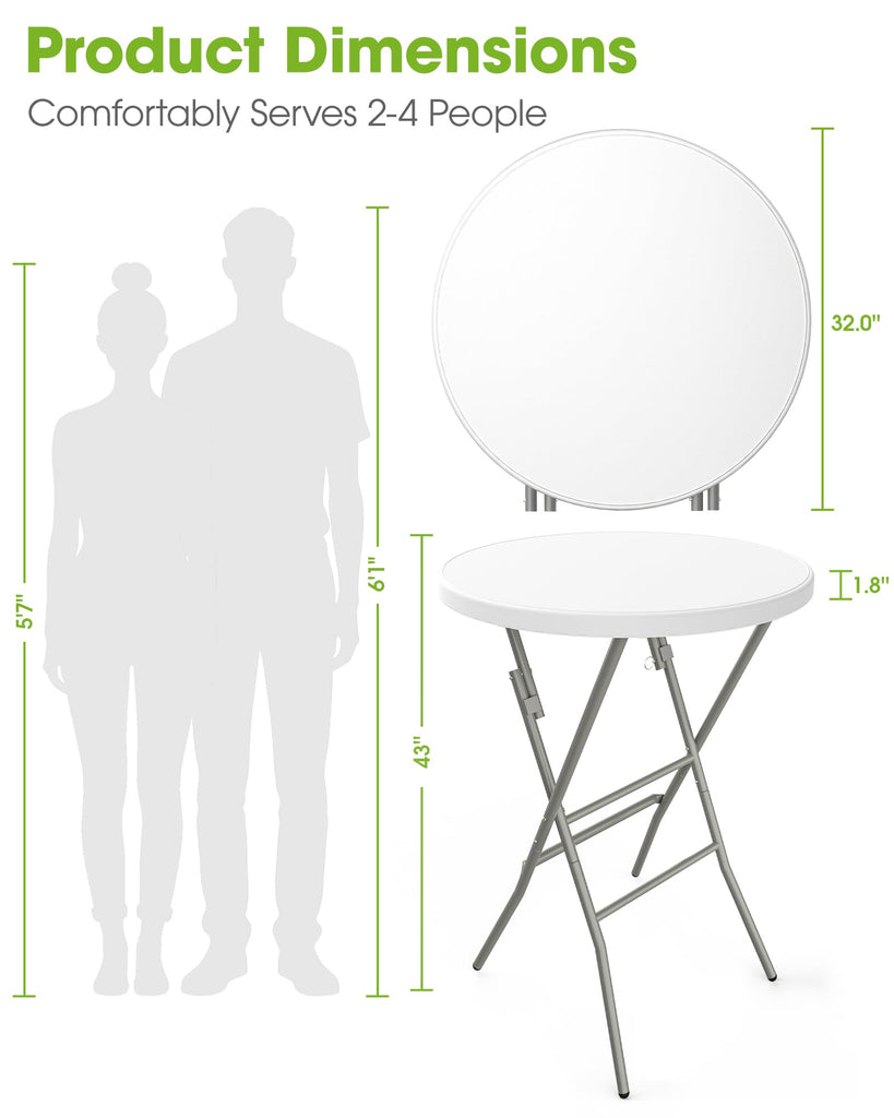 Round Cocktail Table - High Top Bar Table 32" x 43.3", 2PCS