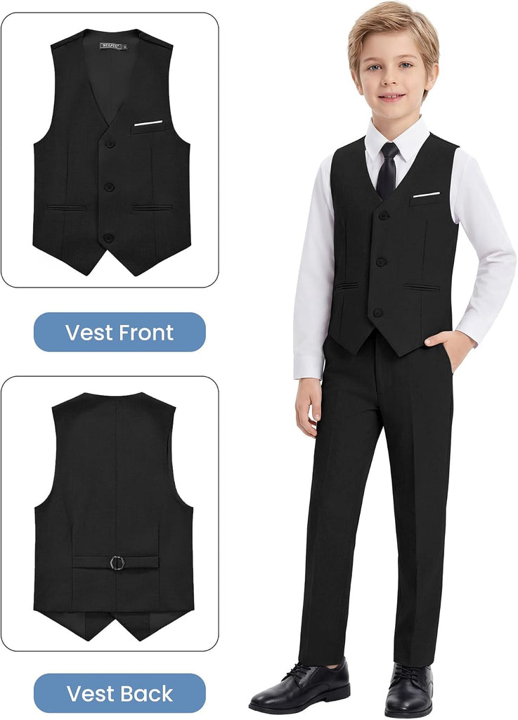 Boys Suits Pieces Formal Slim Fit Tuxedo Suit Set,Teen Suits for Wedding Ring Bearer Church Outfit