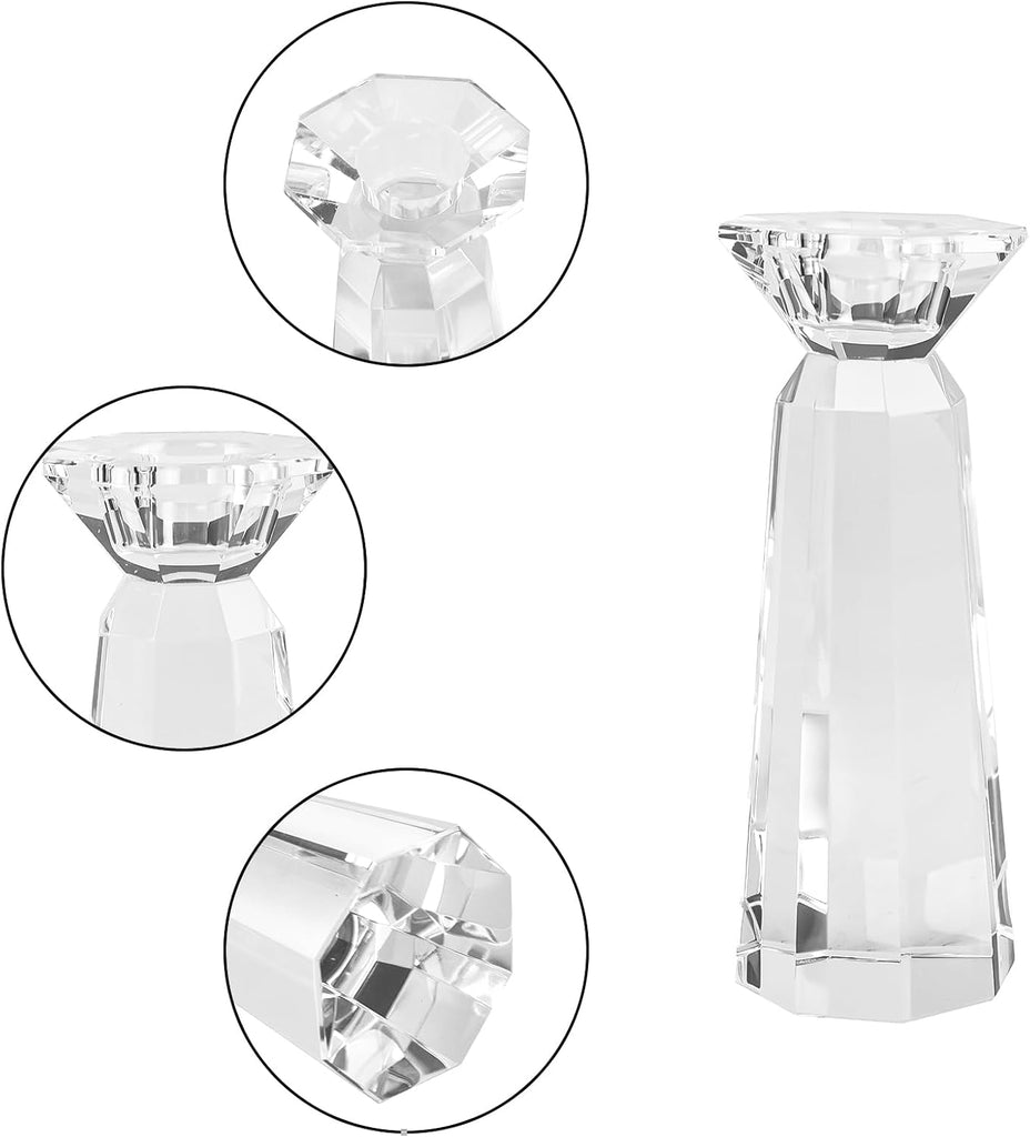 Crystal Tapered Candle Holders Crystal Candlestick Home Tabletop Decorations Pack of 3, Comes with Gifted Box