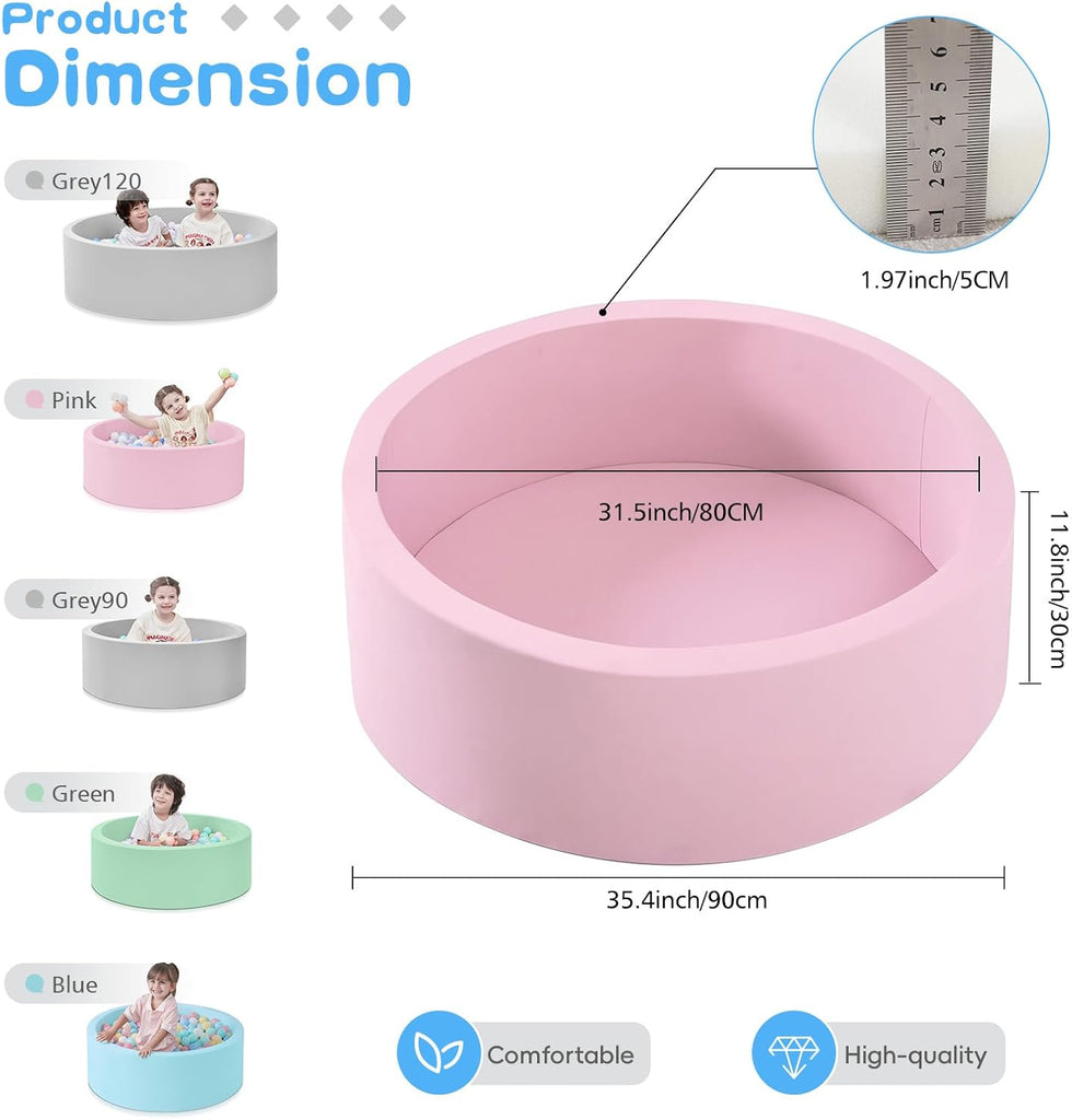 Foam Ball Pit, 35.4"x 11.8" Ball Pits for Toddlers-Pink