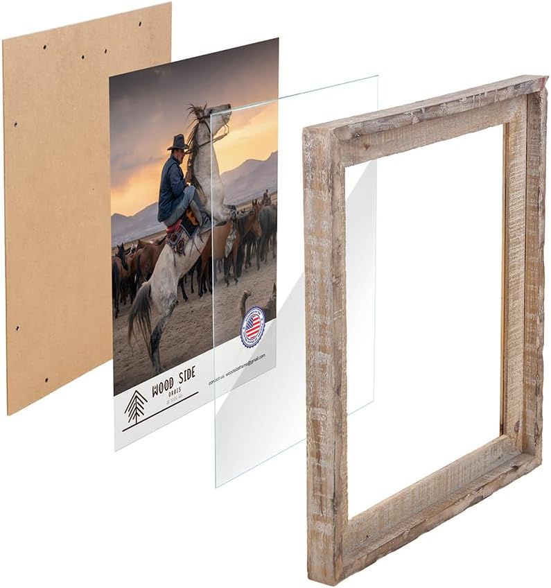 Rustic Barnwood Picture Frames 24x36 - Natural Reclaimed Wood Wall Hanging - Handcrafted Vintage Distressed, 1 3/4"