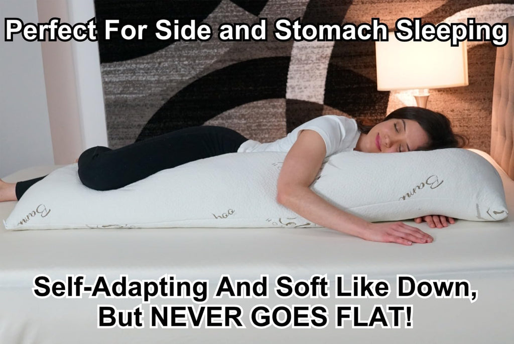 Ultra-Luxury Full Size Body Pillow All USA Best Shredded Memory Foam & Cool-Vent Viscose of Bamboo Cover | Long
