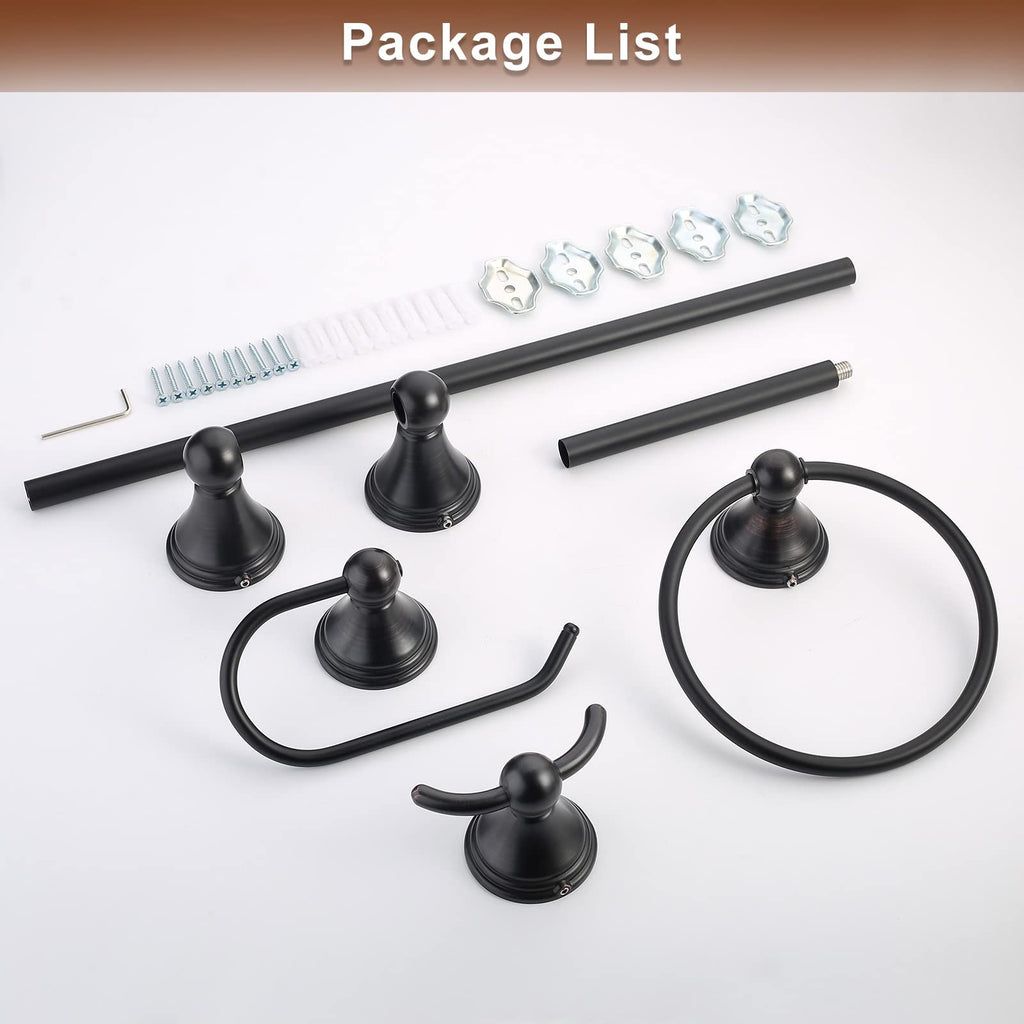 Bathroom Hardware Set - Oil Rubbed Bronze Towel Rack Set with 4 Pieces Towel Holder and 18 or 24 Inch Towel Bar
