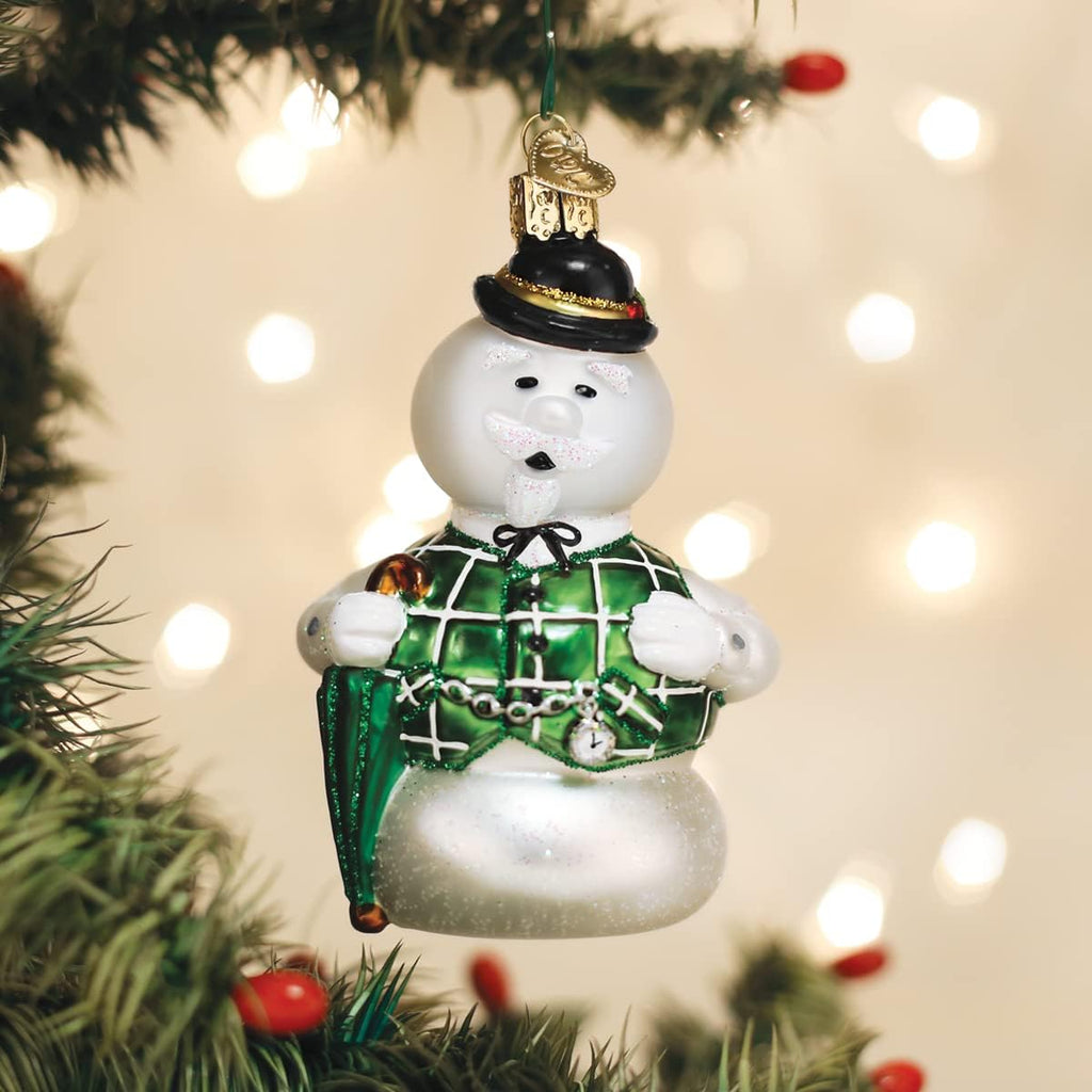 Sam The Snowman Glass Blown Ornament, Handcrafted Holiday Decoration, Rudolph Collection - Set of 14