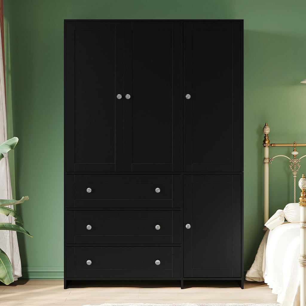 71" Armoire Wardrobe Closet with 3 Drawers and Mirror